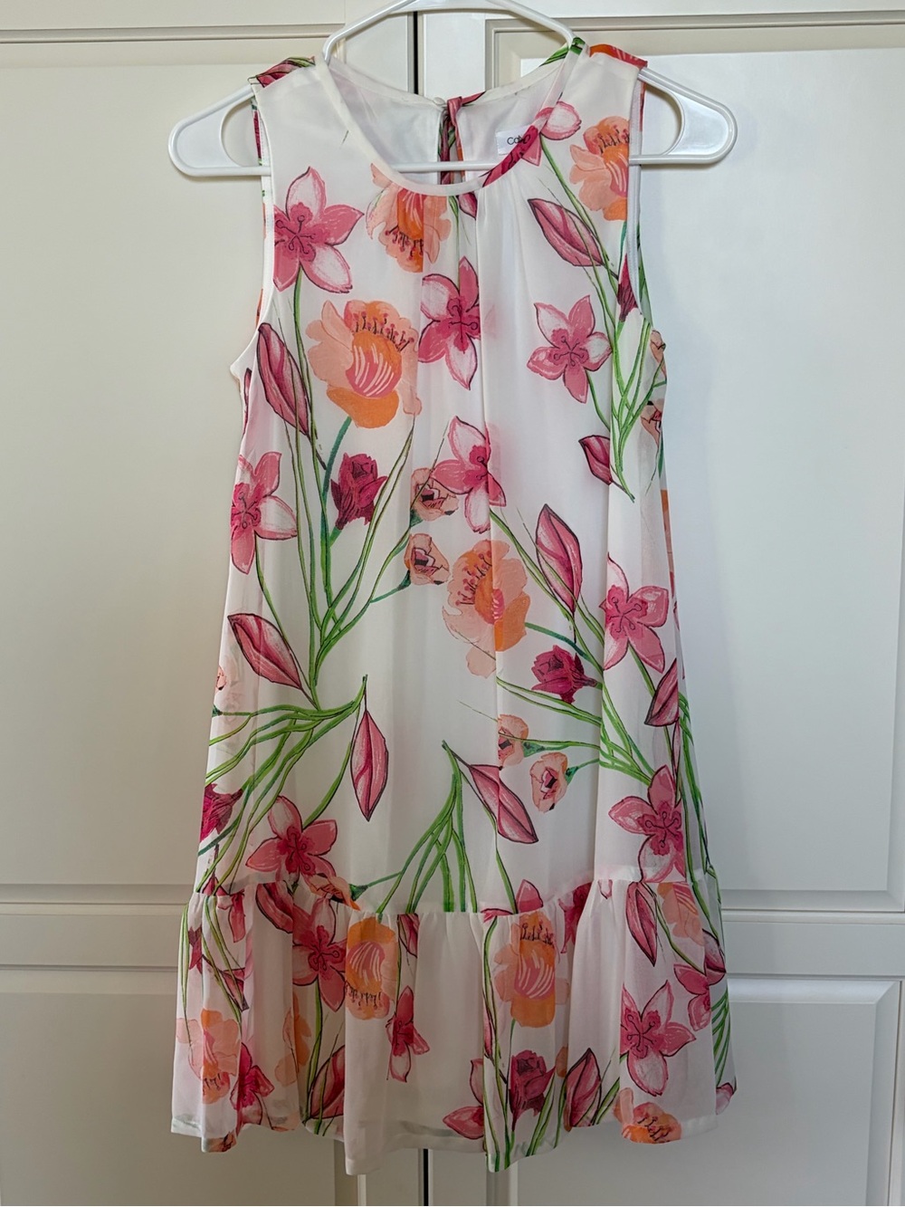 Calvin Klein Sleeveless Dress with Pink & Orange Floral Print- 4 Petite